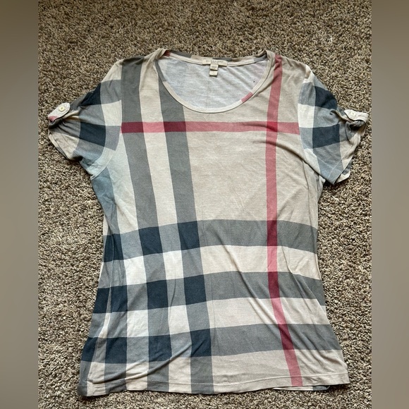 Burberry Plaid Scoop Neck Top Size XL - Picture 1 of 6